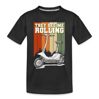 E-Scooter Elektrik Scooter Sport Fortbewegung - Kinder Premium Bio T-Shirt - Schwarz - Vorne