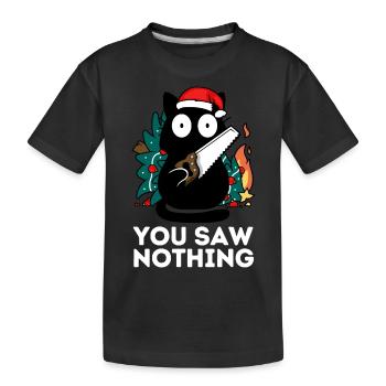 Weihnachten - Du hast nichts gesehen - Katzentannenbaum - Kinder Premium Bio T-Shirt - Schwarz - Vorne