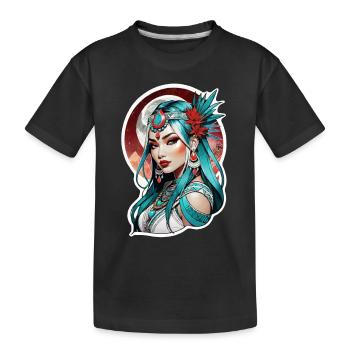 Indische Prinzessin - Aztek - Kinder Premium Bio T-Shirt - Schwarz - Vorne