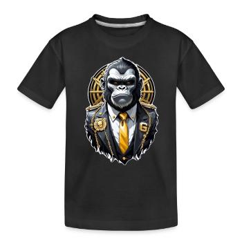 gorille avec chaine en or - T-shirt bio Premium Enfant - noir - Devant