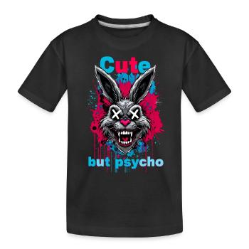 Cute But Psycho Hase - Kinder Premium Bio T-Shirt - Schwarz - Vorne
