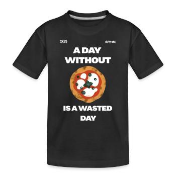 Ein Tag ohne Pizza ist ein verlorener Tag - Kinder Premium Bio T-Shirt - Schwarz - Vorne