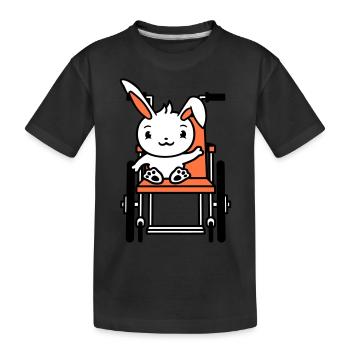 Lapin fauteuil roulant agitant handicapé course jambes malades - T-shirt bio Premium Enfant - noir - Devant