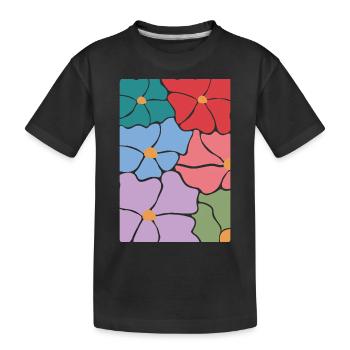 Boho Flora Blumen - Kinder Premium Bio T-Shirt - Schwarz - Vorne