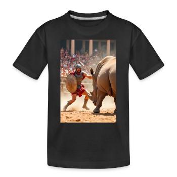 Steel meets horn, Slavic storm halts Roman thunder - Kids' Premium Organic T-Shirt - black - Front