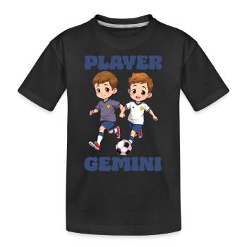 Fußball Sternzeichen Zwillinge Player Gemini Ball - Kinder Premium Bio T-Shirt - Schwarz - Vorne