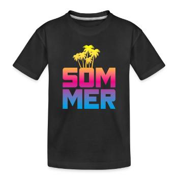 Sommer Palmen Verlauf Beach Strand bunt Mallorca - Kinder Premium Bio T-Shirt - Schwarz - Vorne