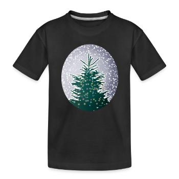 sapin de Noël illuminé dans la neige - T-shirt bio Premium Enfant - noir - Devant