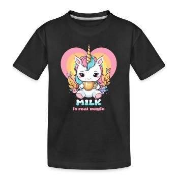 Licorne au lait sucré - T-shirt bio Premium Enfant - noir - Devant
