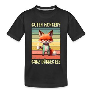 Fuchs Morgenmuffel - Kinder Premium Bio T-Shirt - Schwarz - Vorne