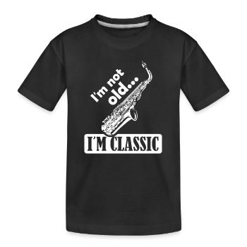 Saxophon klassische Musik Sprüche lustig Symbol - Kinder Premium Bio T-Shirt - Schwarz - Vorne
