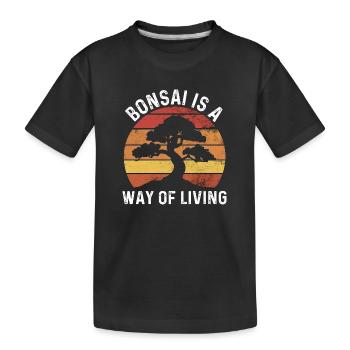Bonsai Is A Way Of Living Vintage Sunset - Kinder Premium Bio T-Shirt - Schwarz - Vorne