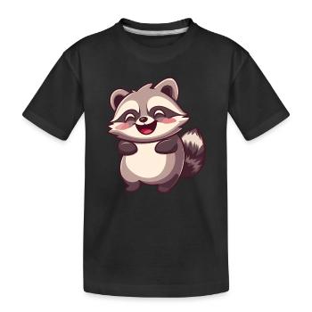 Niedlicher entzückender Waschbär - Charmantes Cartoon-Design - Kinder Premium Bio T-Shirt - Schwarz - Vorne
