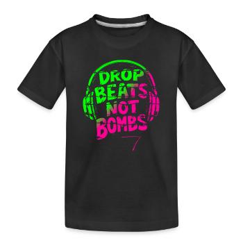Drop Beats Not Bombs green pink - Kinder Premium Bio T-Shirt - Schwarz - Vorne