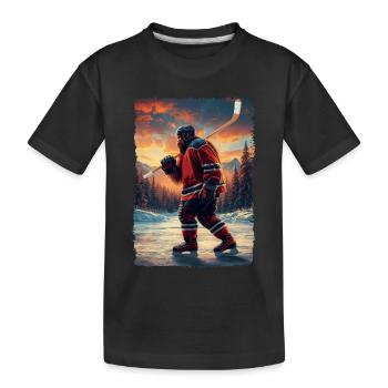 Sasquatch Hockey Bigfoot Hockeyspieler - Kinder Premium Bio T-Shirt - Schwarz - Vorne