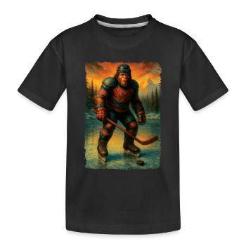 Sasquatch Hockey Bigfoot Hockeyspieler - Kinder Premium Bio T-Shirt - Schwarz - Vorne