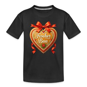 Fescher Bua Lebkuchenherz Bayern Volksfest Tracht - Kinder Premium Bio T-Shirt - Schwarz - Vorne