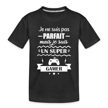 Super Gamer Videospiel Controller Geek Gamer Gaming - Kinder Premium Bio T-Shirt - Schwarz - Vorne
