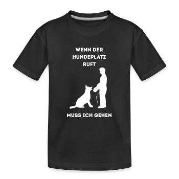 Wenn_der_Hundeplatz_ruft- - Kids' Premium Organic T-Shirt - black - Front