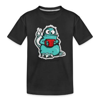 Coffee monster in comic style - Kids' Premium Organic T-Shirt - black - Front