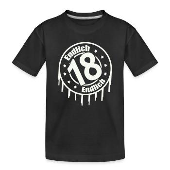 Endlich 18 - Kinder Premium Bio T-Shirt - Schwarz - Vorne
