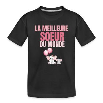 The Best Sister in the Pink World - Kids' Premium Organic T-Shirt - black - Front