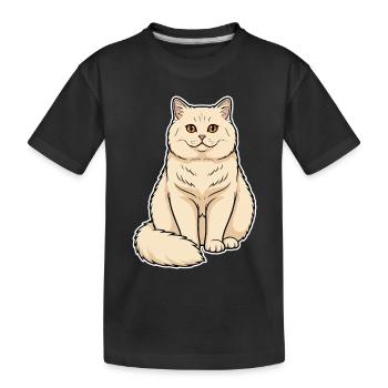 Chat British Shorthair Crème Portrait Rond Doux - T-shirt bio Premium Enfant - noir - Devant