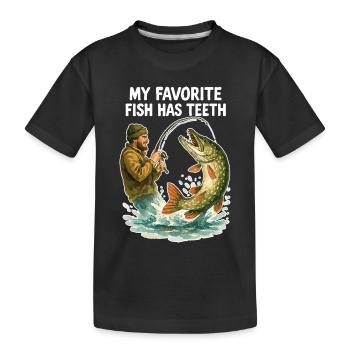 Aquarelle Angler Pike – Mon poisson préféré a des dents - T-shirt bio Premium Enfant - noir - Devant
