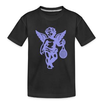 Tennis Fun Hoodie Angel Cherub Retro Renaissance - Kids' Premium Organic T-Shirt - black - Front