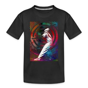 Golfeur dans un tourbillon coloré - T-shirt bio Premium Enfant - noir - Devant
