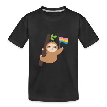 Pan Pride Month Pansexual Flag Sloth LGBT - Kids' Premium Organic T-Shirt - black - Front