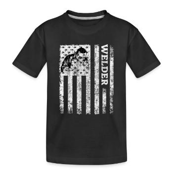 Amerikanische Flagge Schweißschweißmaschinenbau - Kinder Premium Bio T-Shirt - Schwarz - Vorne