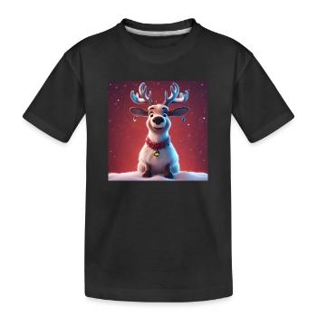 Portrait d'un beau renne de Noël - T-shirt bio Premium Enfant - noir - Devant