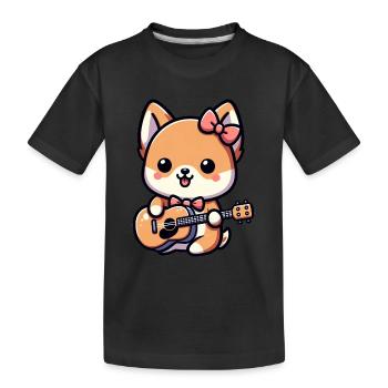 Dog Playing the guitar Musical Pup Kid's Tee - Kids' Premium Organic T-Shirt - black - Front