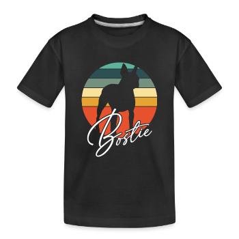 Bostie Boston Terrier Silhouette im Farbkreis - Kinder Premium Bio T-Shirt - Schwarz - Vorne