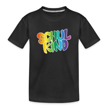 Schulkind Regenbogenfarben - Kinder Premium Bio T-Shirt - Schwarz - Vorne