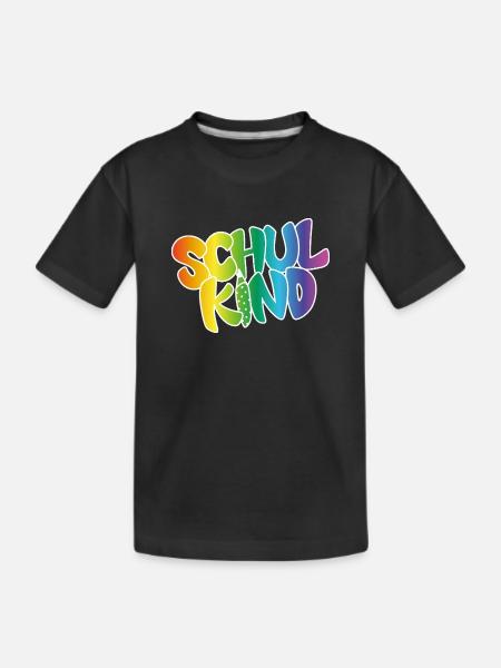 Schulkind Regenbogenfarben - Kinder Premium Bio T-Shirt - Schwarz