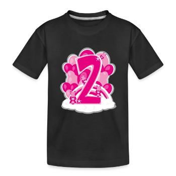Zweiter Geburtstag in Rosa mit Luftballons. - Kinder Premium Bio T-Shirt - Schwarz - Vorne