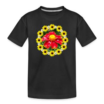 Ringelblume Sonnenblumen Margeriten Blüte floral - Kinder Premium Bio T-Shirt - Schwarz - Vorne