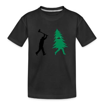 Arbre de Noël drôle est poursuivi par bûcheron - T-shirt bio Premium Enfant - noir - Devant