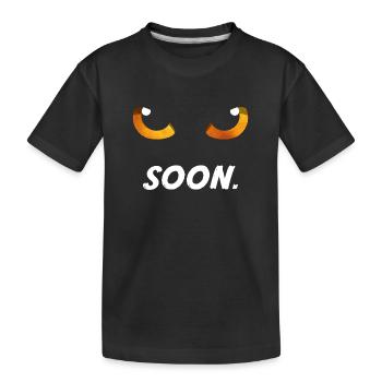 Cat Eyes Orange Soon - Kids' Premium Organic T-Shirt - black - Front