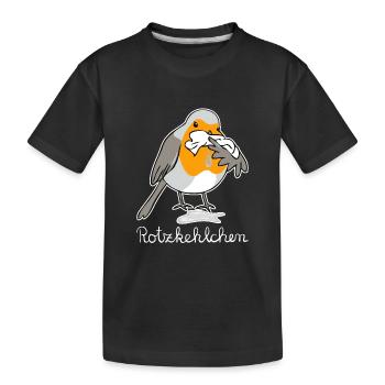 Rotzkehlchen hell Rotkehlchen hat Schnupfen - Kinder Premium Bio T-Shirt - Schwarz - Vorne