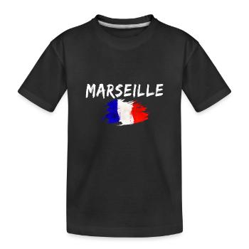 Marseille Frankreich Flagge Stadt Marseille - Kinder Premium Bio T-Shirt - Schwarz - Vorne