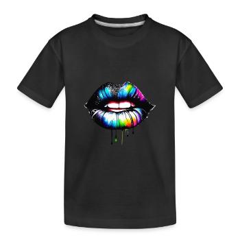 lèvres colorées - T-shirt bio Premium Enfant - noir - Devant