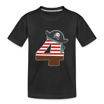 Ich bin Vier 4 / Pirat Geburtstag Party - Kinder Premium Bio T-Shirt - Schwarz - Vorne