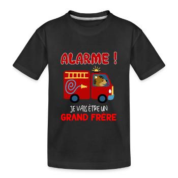 Grand frere pompier Humour Naissance - T-shirt bio Premium Enfant - noir - Devant