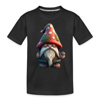 Verschlafener Zwerg mit Fliegenpilzhut Kinder - Kinder Premium Bio T-Shirt - Schwarz - Vorne