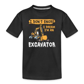 I dont Snore Excavator - Kinder Premium Bio T-Shirt - Schwarz - Vorne