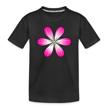 pinke Blüte Blumenmuster Blumenranke Blumenwiese - Kinder Premium Bio T-Shirt - Schwarz - Vorne