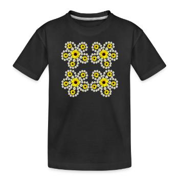 Blumenmuster mit Margeriten Sonnenblumen Blüte - Kinder Premium Bio T-Shirt - Schwarz - Vorne